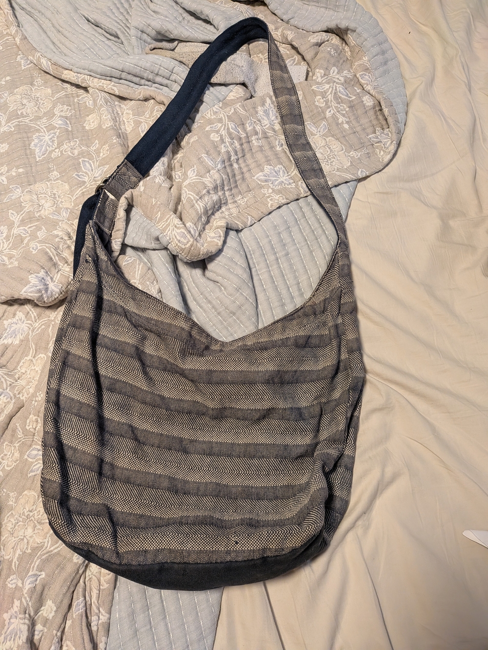 thirty-one Striped Gray and Black Hobo Bag